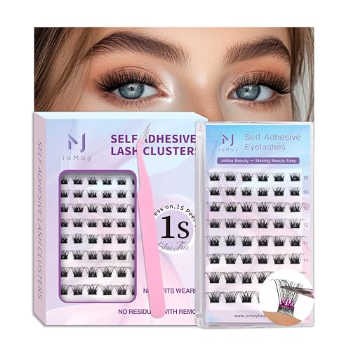 Self-Adhesive Eyelash Clusters - No Glue, D Curl, 48pc