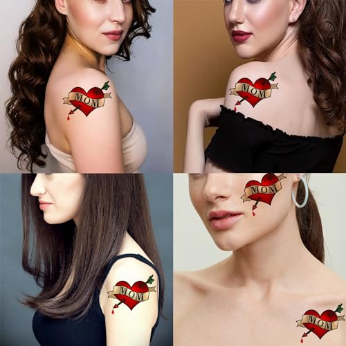 Mom Heart Temporary Tattoo Stickers - 6 Sheets