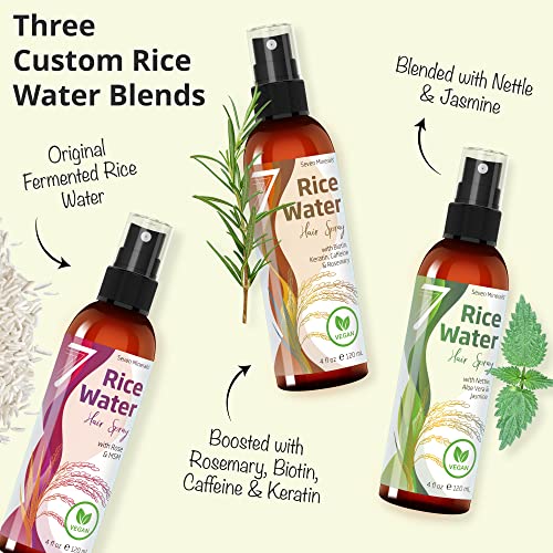 Seven Minerals Fermented Rice Water Spray for Hair Growth - Nettle, Aloe Vera & Jasmine - 4 fl oz