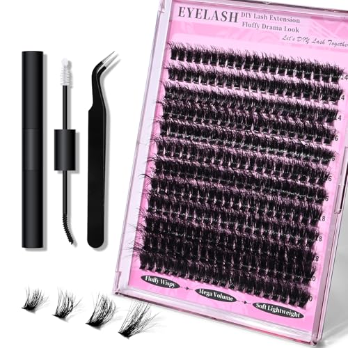 240Pcs D Curl Fluffy Lash Clusters 14-20mm DIY Extension Kit