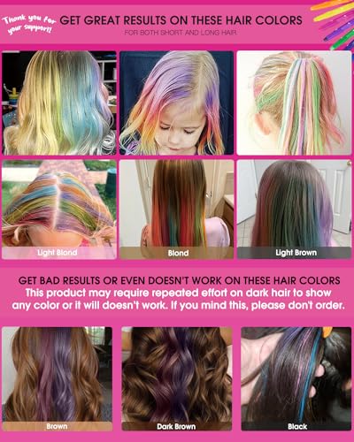 Hair Chalk for Girls - 14 Washable Colors Temporary Hair Dye Pens