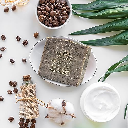 Relaxcation Handmade Coffee Scrub Soap Bar ? Natural Exfoliating Soap with Fresh Ground Coffee, Cocoa Butter & Latte Aroma ? Cold Process Body Scrub Bar - (5 bars)