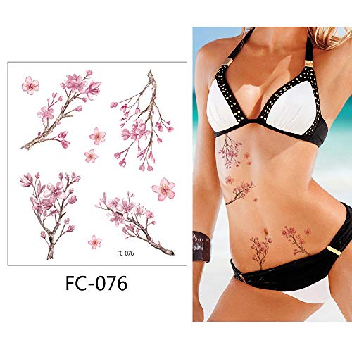 Waterproof Cherry Blossom Temporary Tattoos for Women | 12 Sheets