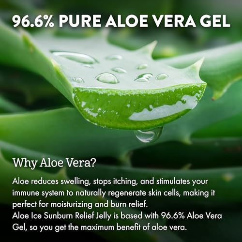 Aloe Up Sport Sunscreen Lotion SPF 50 and Aloe Ice Sunburn Relief Jelly - Bundle with Sun Screen Protector for Face and Body and After Sun Gel - With Pure Aloe Vera Gel - Reef Friendly - 2 Items