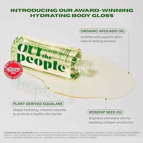 OUI the People FEATHERWEIGHT Hydrating Body Gloss, Cedarwood Scent, Skin Barrier Boosting Body Glow Oil for Deep Hydration, Softens, Firms, and Enhances Skin Health, Shimmer Body Oil, 3.3 oz