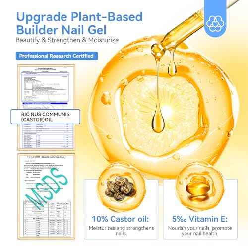 SAVILAND Clear Builder Nail Gel Kit: 3 Pcs 15ml Builder Nail Gel Base Top Gels with Castor Oil Vitamin E Apex Building for Thickening Extension Strengthening Repair Nails Art DIY Home Salon Gift Set