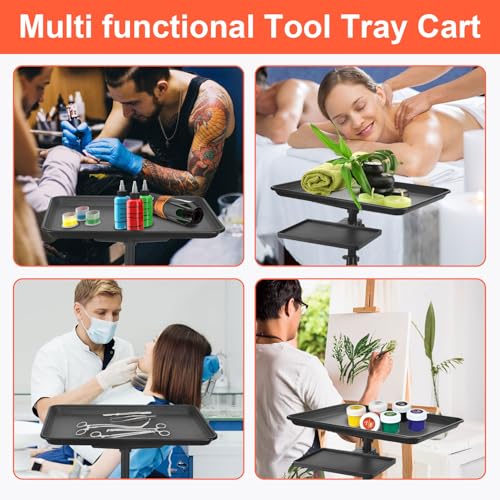 Adjustable Height Salon Tray Cart on Wheels with Storage