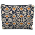 Boho Makeup Bag with Sunset Leaf Design | Linen Canvas Pouch