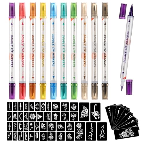 HAWINK Temporary Tattoo Markers & 56 Stencils Kit