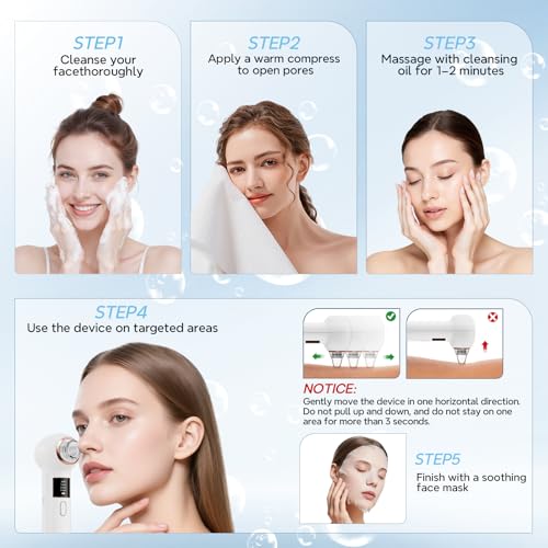 Mylzdobs Blackhead Remover with 3 Modes & 5 Suction Heads