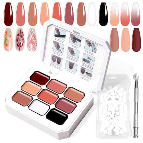 Gradient Painting Gel, 9 Colors Ombre Gel Nail Polish Include Almond Nude Black&White Sponging for Pigment Pat Kit Aura Nails, French Manicure DIY Terracotta Blush Set