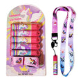 5 Pcs Fruit Flavored Lip Balm Set With Lanyard, Unicorn, Lip Care to Moisturize Dry Lips