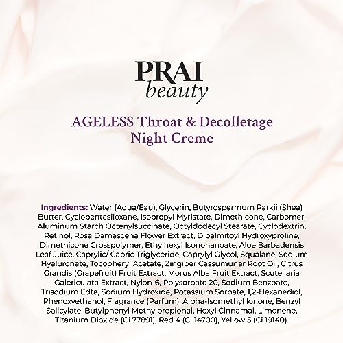 PRAI Beauty Ageless Throat & Decolletage Night Creme | Neck Firming Cream For Overnight Use | Cruelty & Paraben-Free Neck Tightening Cream with Retinol | Neck Cream for Tightening and Firming | 4.0 Oz