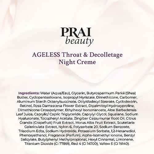 PRAI Beauty Ageless Throat & Decolletage Night Creme | Neck Firming Cream For Overnight Use | Cruelty & Paraben-Free Neck Tightening Cream with Retinol | Neck Cream for Tightening and Firming | 4.0 Oz