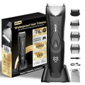 Manscape Body Hair Trimmer for Men, Pubic Groin Hair Trimmer for Men with Safe Blade, Cordless Ball Shaver w/Light, Charging Dock, Waterproof Body Groomer, LED Display, 1H Charge,Black