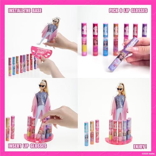 Barbie Lip Gloss Set with Acrylic Stand - 9 Plant-Based Glosses