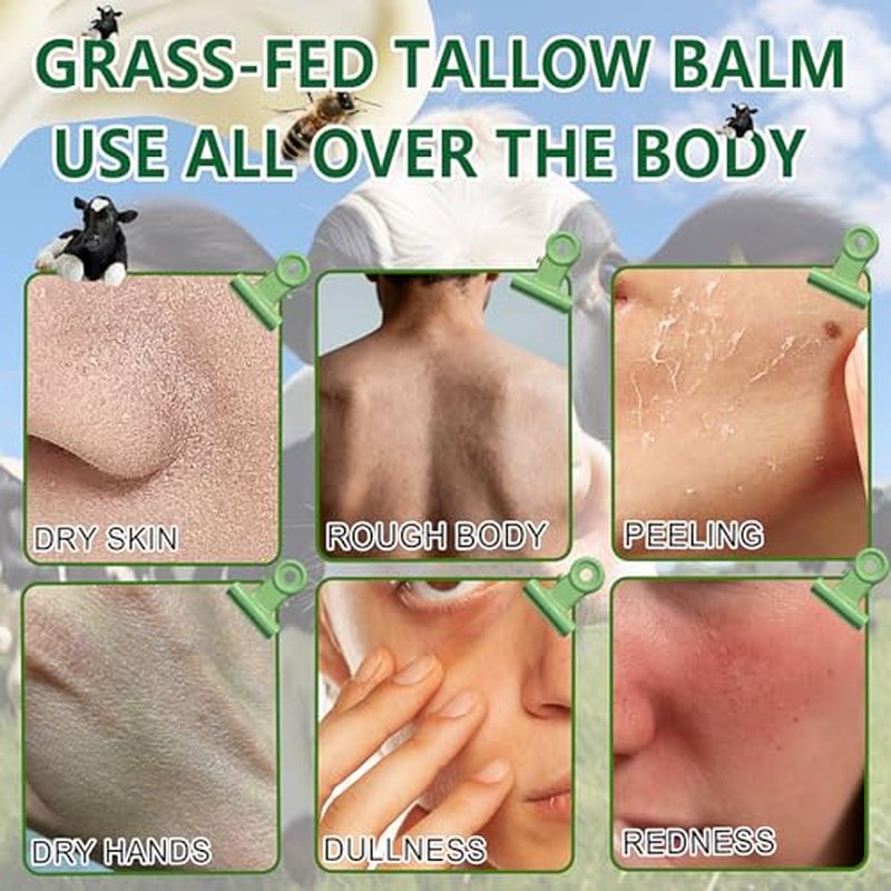 Beef Tallow for Skin, Tallow and Honey Balm for face, Organic Grass-Fed Beef Tallow Balm with Raw Honey, Tallow Face Moisturizer, Natural Moisturizer, for All Skin Types (2 Oz, Citrus Flavor)