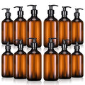 12 Pack Amber Pump Bottles 16.9 oz | Refillable Soap Dispenser