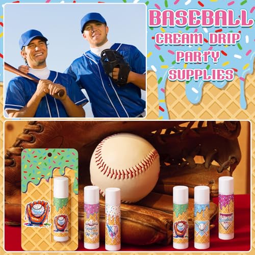 Loopeer 30 Pcs Valentine Ice Cream Drip Baseball Party Favors Gifts Decorations Bulk Ice Cream Drip Lip Balms Sports Baseballs Team Gifts Birthday Party Favors Inspirational Supplies for Teen Adults