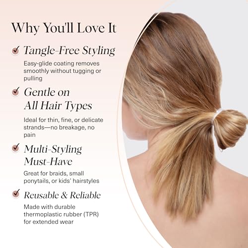 Kitsch Clear No-Snag Elastic Hair Ties - 500 Pack Gentle Rubber Bands