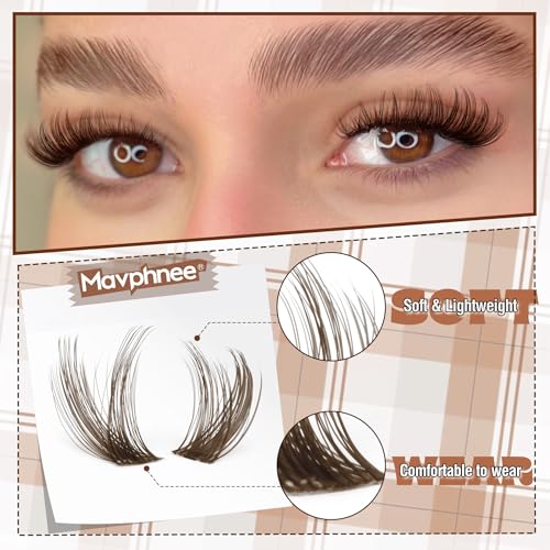 Mavphnee Brown Fairy Cluster Eyelash Extensions 10-18MM Natural Wispy Lashes