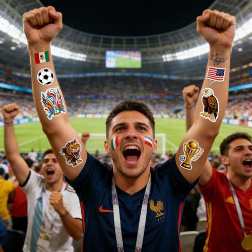 Soccer Temporary Tattoos 20 Sheets - Waterproof Sports Stickers