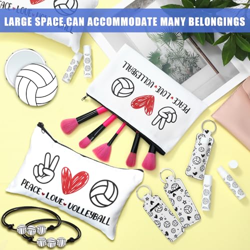72 Pcs Volleyball Team Gifts Party Favors Include 12 Makeup Bags 12 Lip Balm 12 Lip Balm Holder 12 Necklace 12 Adjustable Bracelet 12 Mirrors for Volleyball Lovers Players Teen Girls Supplies