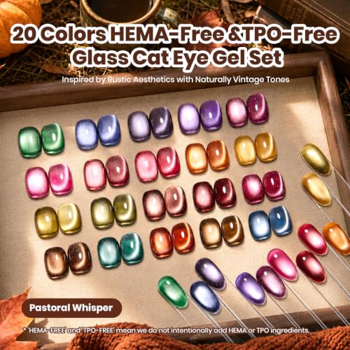 Beetles Cat Eye Gel Nail Polish Set - 20 Fall & Winter Colors with Magnetic Tools