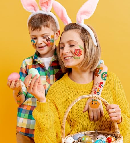 Easter Temporary Tattoos - 120 Pieces Bunny & Egg Designs