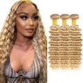 613 Blonde Deep Wave Human Hair Bundles - 3 Pack, P27/613