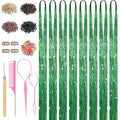 Rootoo Green Hair Tinsel 8 Pcs Fairy Hair Tinsel Kit for Girls Women - Includes Tools