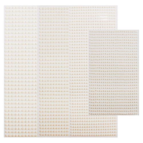 Pearl Makeup Rhinestone Stickers for Eyes Face Body,3D Self Adhesive White Pearl Face Jewels Eye Gems Eyeshadow Sticker,Women Nail Pearls for Nail Art Decoration,Kids DIY Craft Accessories