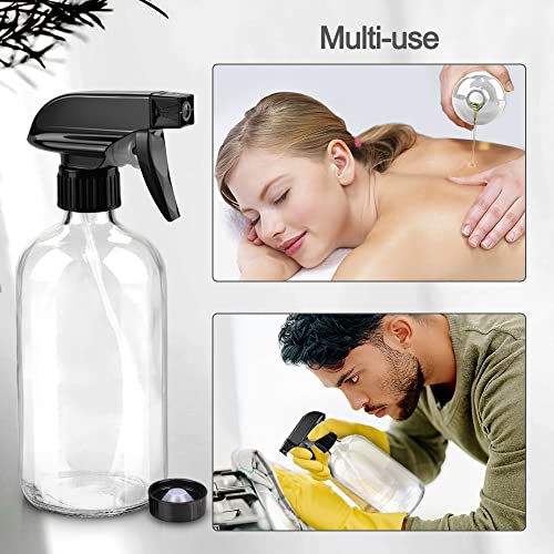 16oz Glass Spray Bottles with Adjustable Nozzle - Refillable