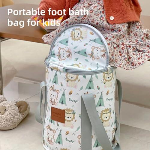 13L Portable Kids Foot Soak Tub,Foldable Foot Soak Bag Bucket for Travel, Water Fun and Relaxation,Perfect Christmas or Birthday Gift for 2-8 Year Olds (Animal Kingdom)