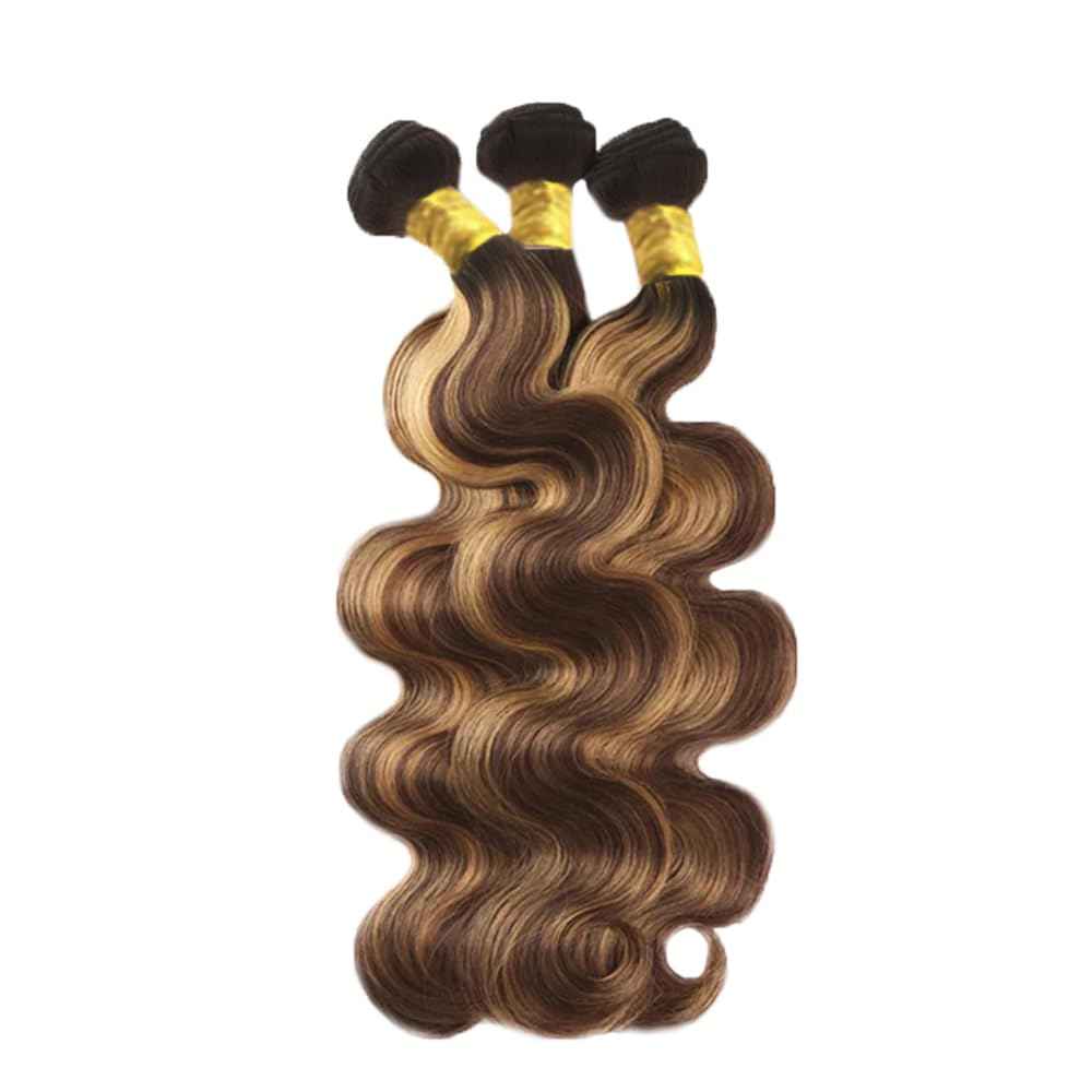 Honey Blonde Bundles Human Hair Ombre Body Wave Bundles Highlight Brown Bundle 18 20 22 Inch Brazilian Unprocessed Virgin Remy Hair Extensions 300g