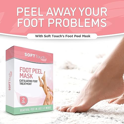 Soft Touch Exfoliating Foot Peel Mask for Dry Cracked Feet & Calluses - 2 Pack