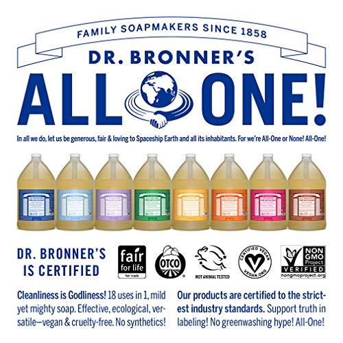 Dr. Bronner's - Pure-Castile Liquid Soap (Citrus, 1 Gallon) - Made with Organic Oils, 18-in-1 Uses: Face, Body, Hair, Laundry, Pets and Dishes, Concentrated, Vegan, Non-GMO