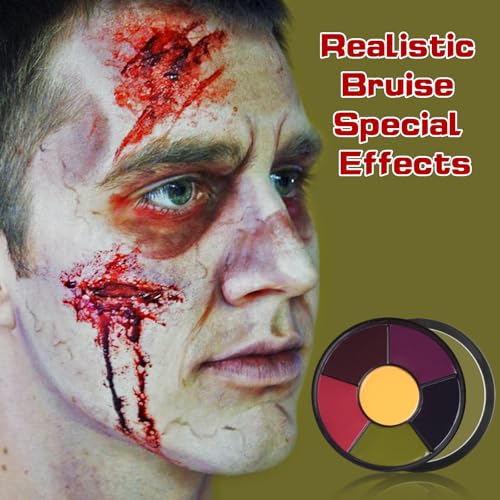 6-Color Bruise Wheel SFX Makeup Kit with 3 Stipple Sponges