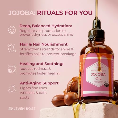 Leven Rose Organic Jojoba Oil 4oz - Pure Cold Pressed