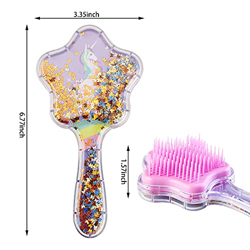 Zou.Rena Little Girls Hair Brush Easily Brushed Through Tangles-No Liquid,Glitter Confetti Unicorn Gifts Play for Kids Age 3-8(Lavender)