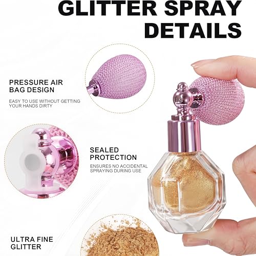 5 Colors Shimmering Highlighter Powder Spray, Fine Sparkle Glitter Highlighter Makeup Powder High Gloss Spray for Face Body & Hair(01 Moonstone)