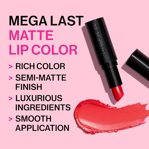 Wet n Wild Mega Last Matte Lip Color - Semi Matte Hyaluronic Acid Nourishing Lipstick - Bare It All / 1 Count