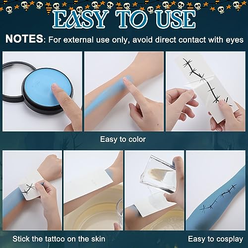 Halloween Costume Makeup Kit with Tattoos, Face Paint & Eyelashes