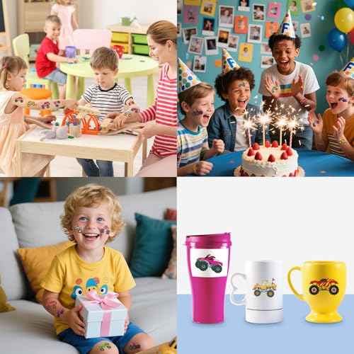 104 PCS Monster Truck Temporary Tattoos for Kids Party Supplies, Individually Wrapped Monster Truck Fake Tattoos Temp Tattoo Stickers for Boys Girls Birthday Party Favors Decorations Activities