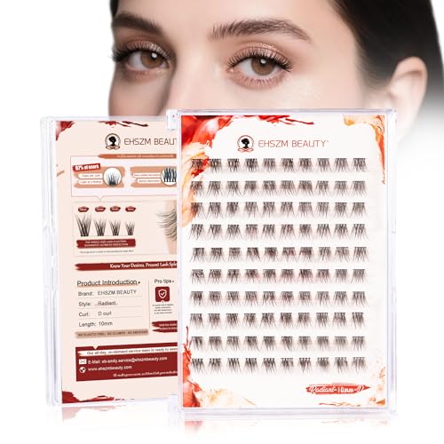 10mm D-Curl Lash Clusters, Fine-Wisp Naked Soft, Thin Flexible Band, Ideal for Sparse Lashes, Daily Makeup, Full-Eye Layering, Radiant Style