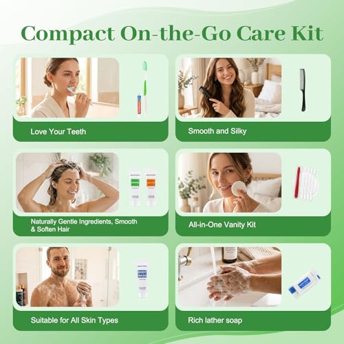 50-Pack Travel Toiletries Kit with Toothbrush & Shower Essentials
