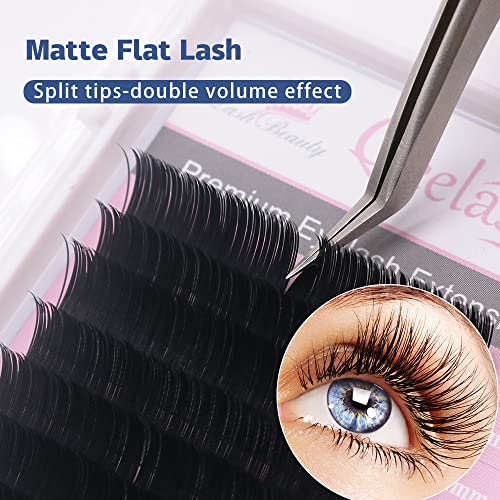 Matte Mink Flat Eyelash Extension 0.25 D Curl 12mm Ellipse Eyelashes False Mink Individual Eyelash Extension Professional Salon Used by Qeelasee