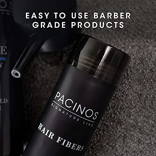 Pacinos Hair Fibers (Black) - Thickening Fibers Achieve Fuller Appearance by Concealing Thinning Hair & Bald Spots, Includes Applicator Pump Nozzle