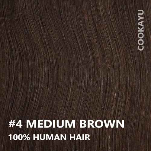 COOKAYU Clip in Hair Extensions Real Human Hair, Real Hair Extensions Clip in Human Hair Medium Brown Straight Hair 14inch 120g 7Pcs