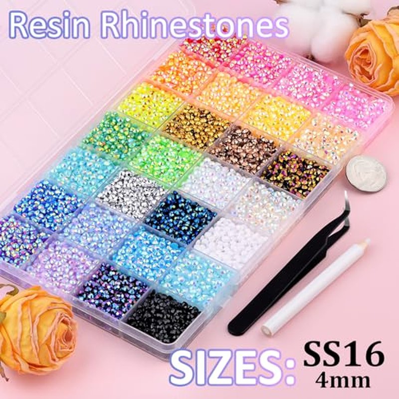 16000 Resin Rhinestones 4mm with Tweezers & B7000 Glue